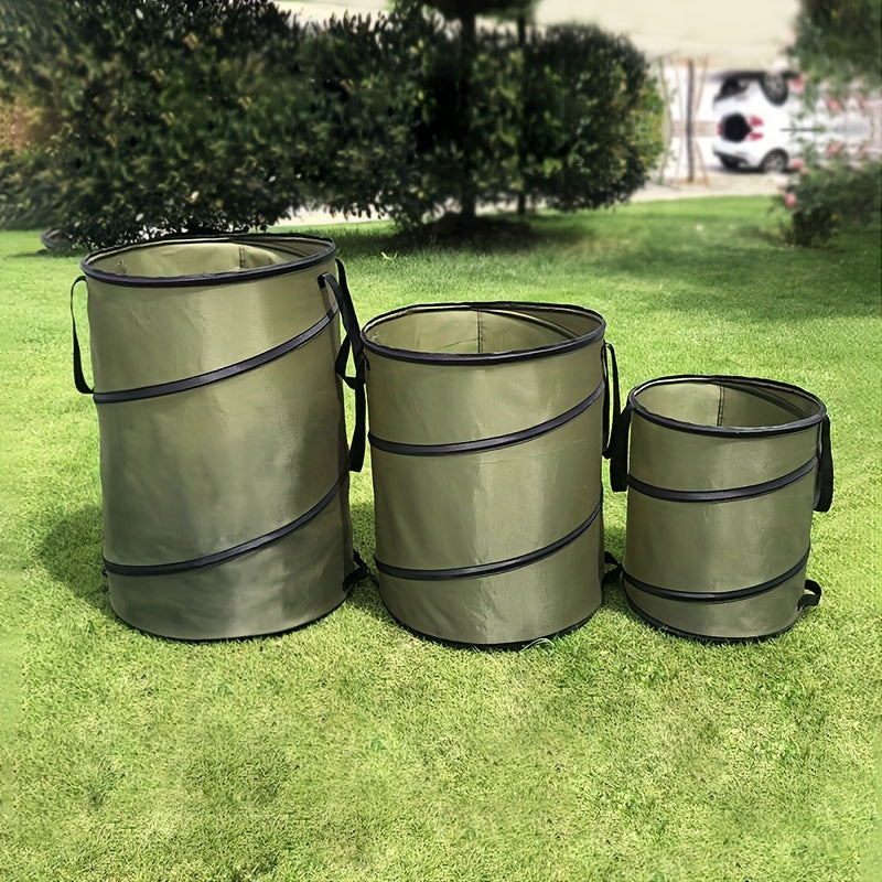 Car mounted pop-up trash bin, outdoor camping folding trash bin, leak proof Oxford cloth handle bin, portable camping picnic storage bin, large folding bag, garbage bag