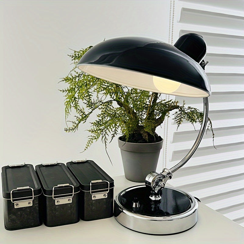 Minimalist and fashionable office desk lamp with creative ironwork, featuring exquisite black or white paint finish, serving as an artistic decorative ambiance table lamp, complete with a bulb.