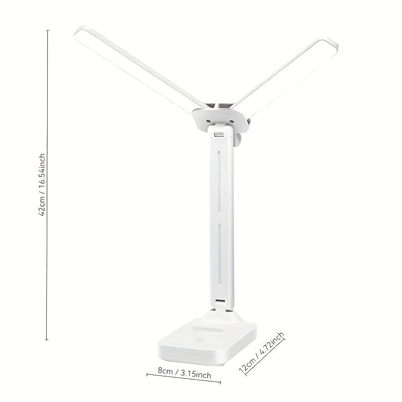 LED Dual-Headed Multifunctional Folding Desk Lamp for Student Dormitory, Study and Reading Light, Touch Charging Plug-in Small Night Light, Bedside Lamp