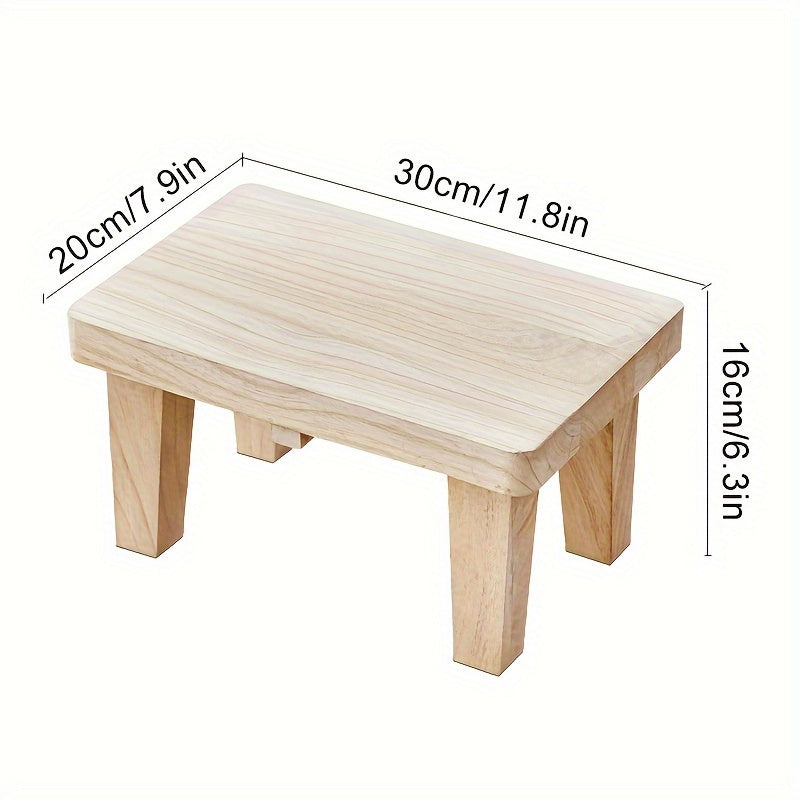 1pc Solid Wood Retro Square Stool - Japanese Style Low Seat, Footstool for Living Room and Bedroom, No Cushion