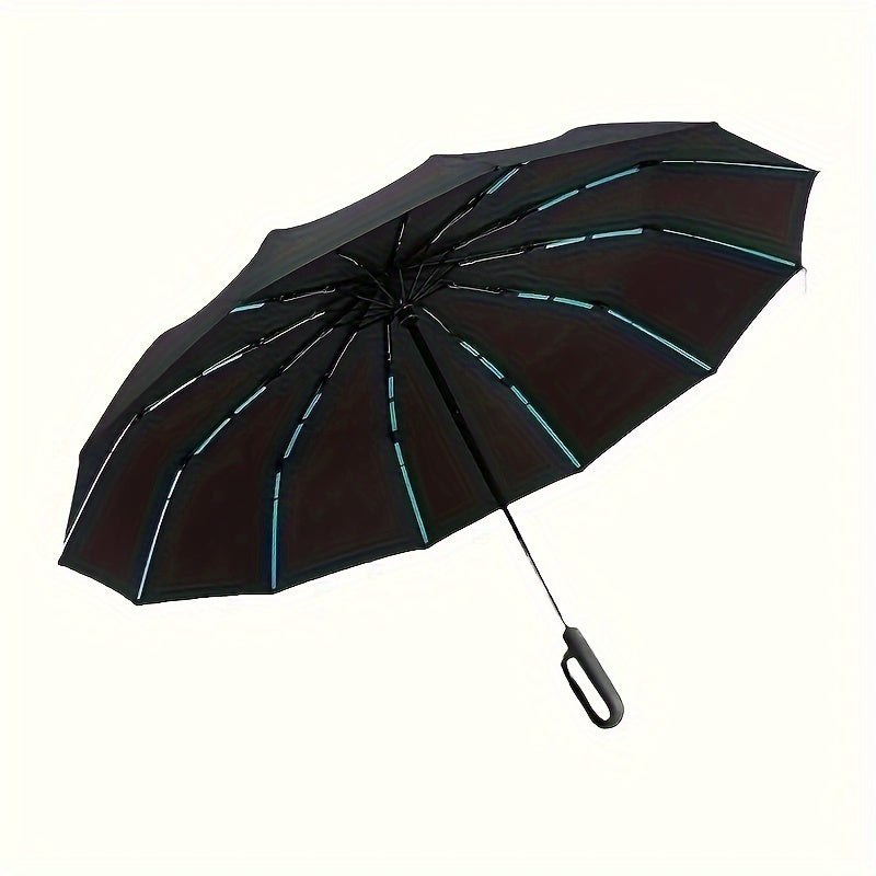 Parapluie Pliable Automatique ¨¦tanche, Protection Solaire Renforc¨¦e ¨¤ 8 Nervures avec Colle Noire, Forme Ronde, Tige en Fer, Polyvalent - Noir, ¨¦pais