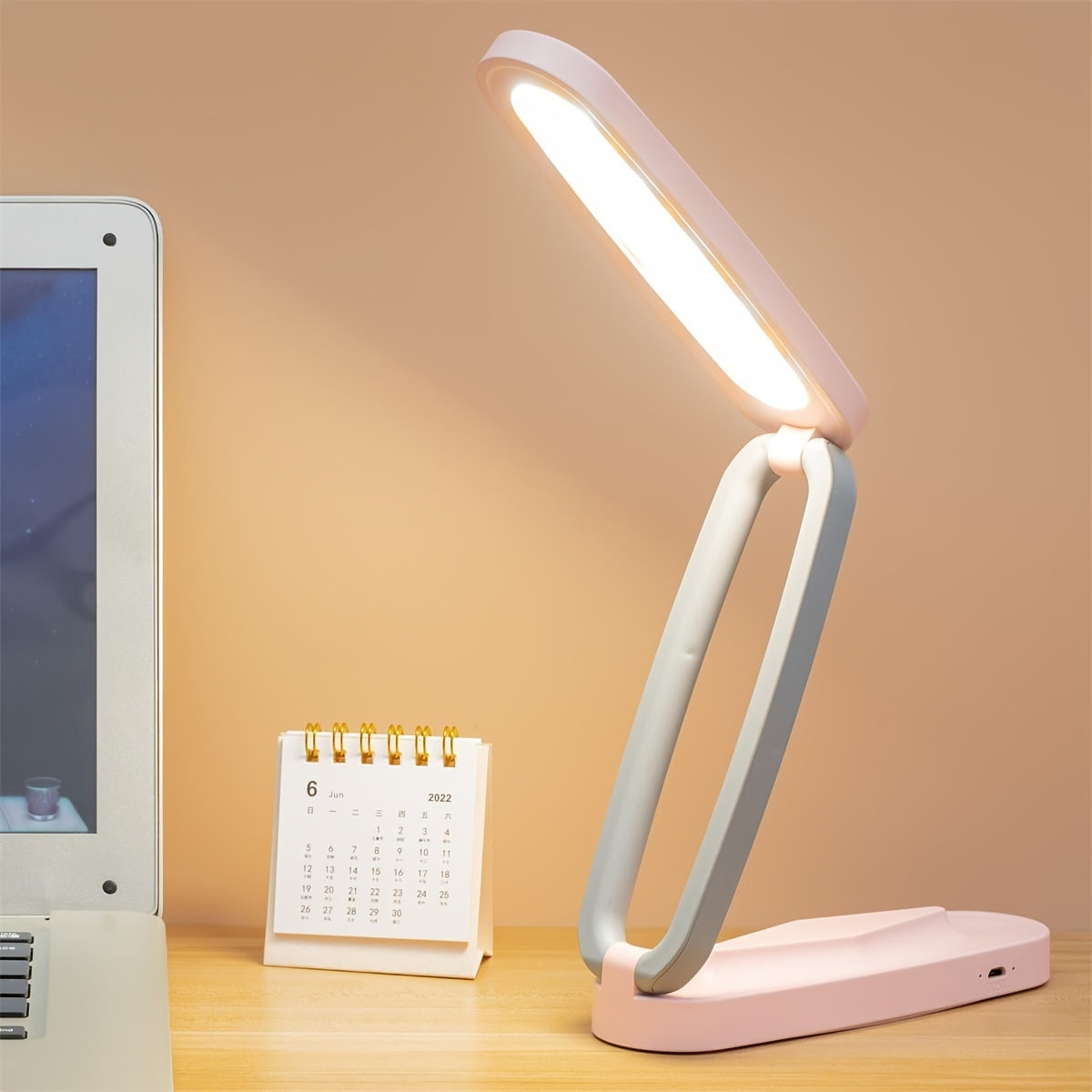 1pc Foldable LED Desk Lamp, Small Book Reading Light With 3 Brightness Color, Rechargeable & Dimmable, Eye-Caring Studying Light, Portable Table Lamp, For Home, Office, Travel