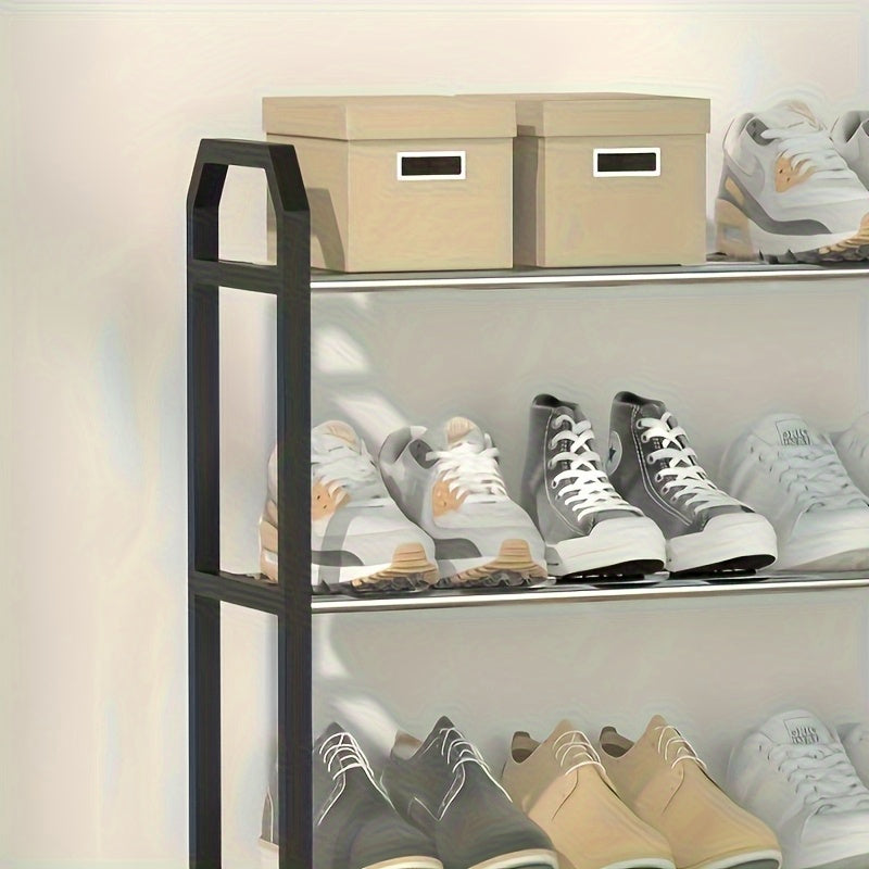 Space-Saving 4-Tier Shoe Organizer - Durable Metal and Plastic Dustproof Shoe Rack for Entryway, Bedroom, Living Room, Dormitory, with Vertical Storage Design, Shoe Storage Organize