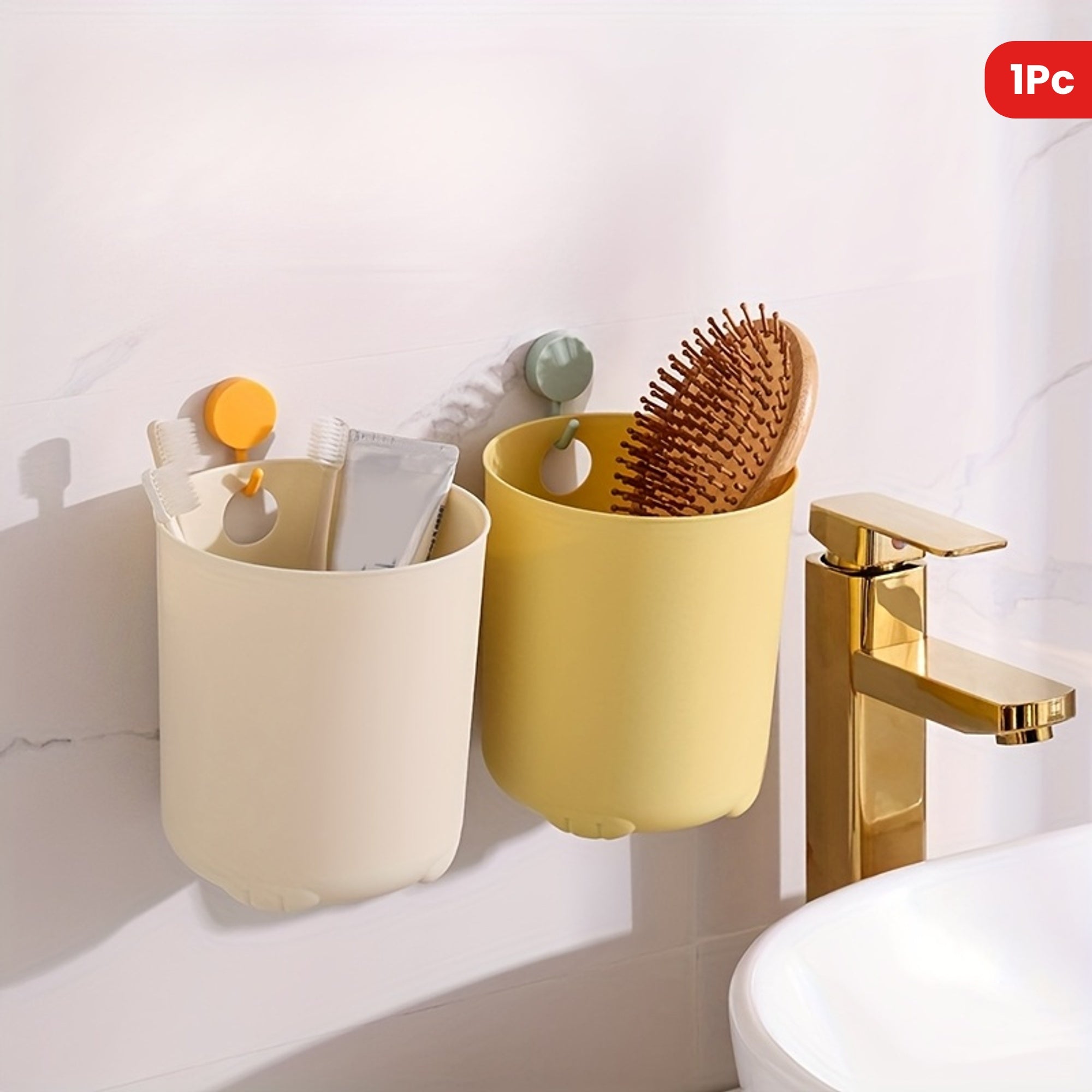 1pc Mini Desktop Trash Can Open-Top Plastic Office Wastebasket - Cylindrical Shape for Home and Office Use