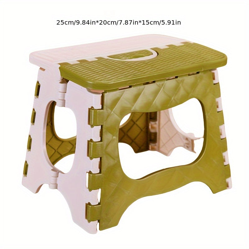 Portable Foldable Plastic Step Stool - Lightweight Durable Green Step Stool for Youngsters Adults, Indoor Outdoor Use, Compact Foldable Design with Ergonomic Handles, Portable Step Stool | Foldable Stool | Durable Plastic Stool