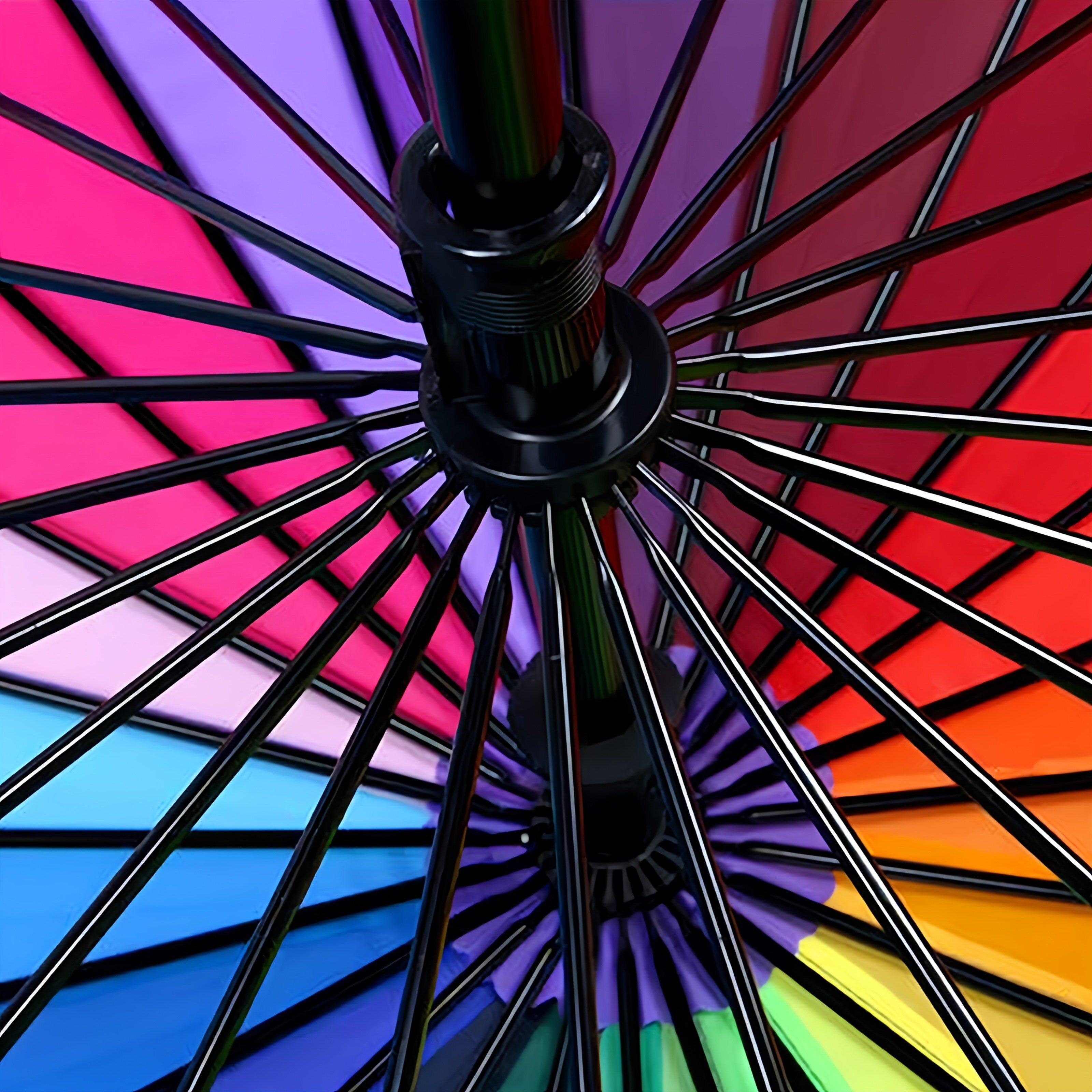 Parapluie Arc-en-ciel Vibrant 1pc - ¨¦pais, Grand, Ouverture et Fermeture Manuelle, Conception Coupe-Vent ¨¤ 24 Nervures, Protection UV, Parasol Color¨¦ pour une Protection ¨¦l¨¦gante contre les Intemp¨¦ries