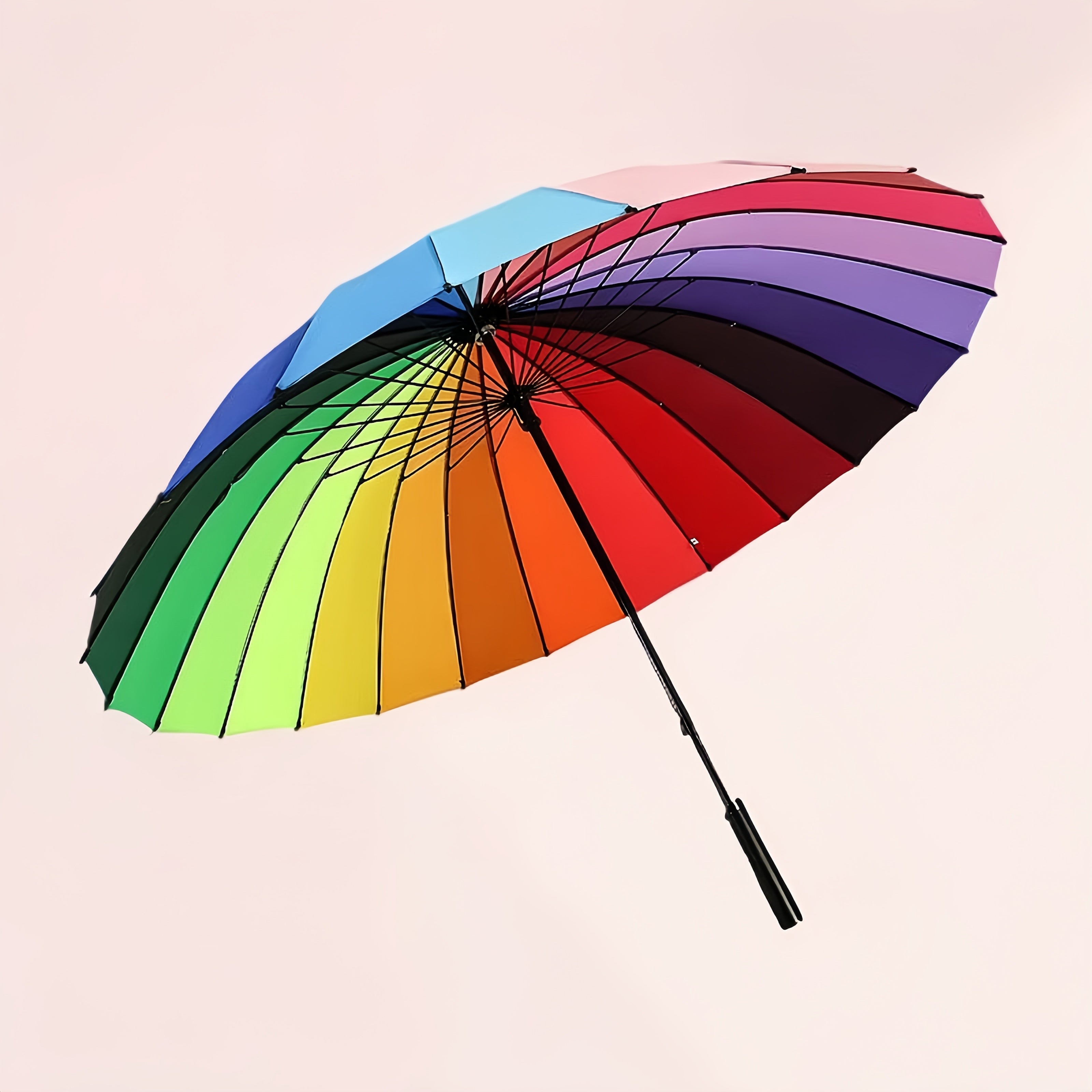 Parapluie Arc-en-ciel Vibrant 1pc - ¨¦pais, Grand, Ouverture et Fermeture Manuelle, Conception Coupe-Vent ¨¤ 24 Nervures, Protection UV, Parasol Color¨¦ pour une Protection ¨¦l¨¦gante contre les Intemp¨¦ries