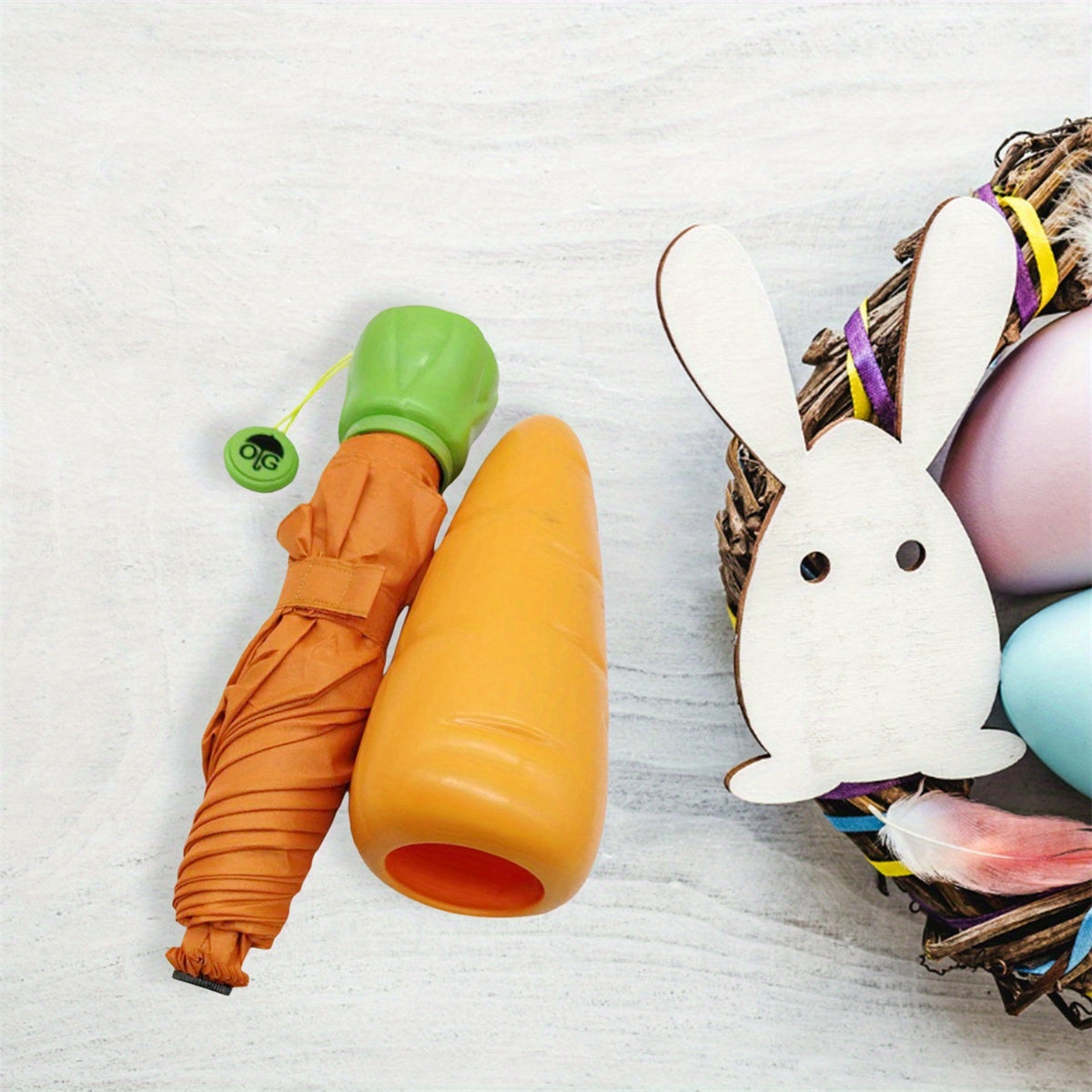 Parapluie pliable pour enfants avec motif de carottes - Protection contre le soleil et la pluie, coupe-vent, portable, orange avec accents de feuilles vertes, id¨¦al pour les activit¨¦s en plein air et l'utilisation quotidienne, parapluie pour la pluie