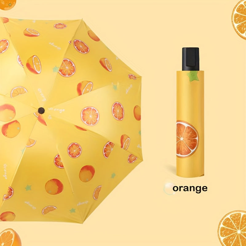 Parapluie pliant compact avec design de tranche de melon - Imperm¨¦able, protection UV, coupe-vent, parapluie de voyage portable avec cadre en m¨¦tal, s¨¦paration s¨¨che\u002Fliquide, ¨¦quipement de pluie compact, favori des ¨¦tudiants, parapluie mignon