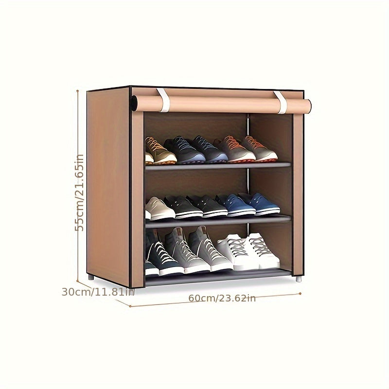 Multi-Layer Canvas Shoe Organizer with Lid - Detachable, Dustproof Boot Storage Cabinet for Home Organization, Shoe Rack, Independent