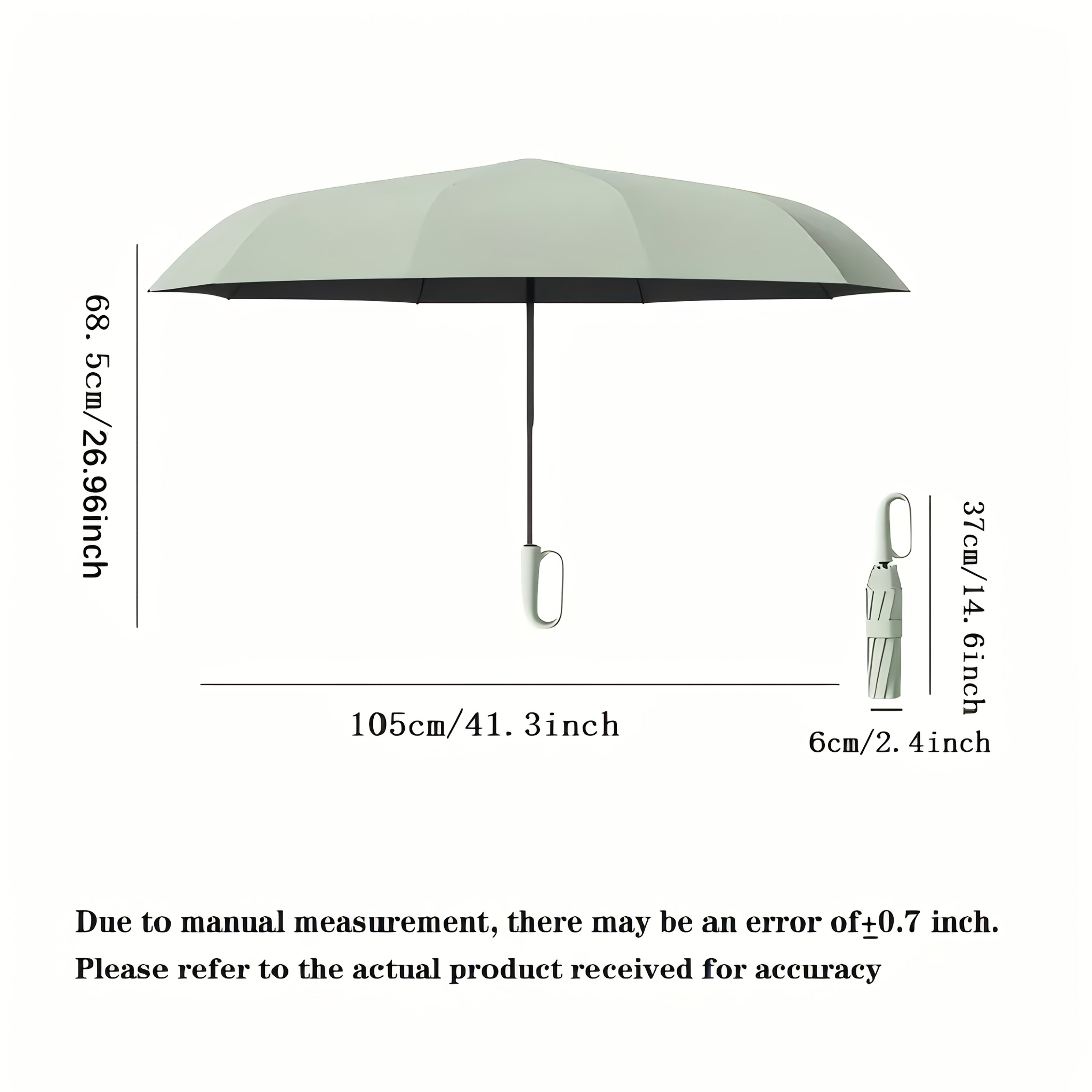 Parapluie Pliable Automatique ¨¦tanche, Protection Solaire Renforc¨¦e ¨¤ 8 Nervures avec Colle Noire, Forme Ronde, Tige en Fer, Polyvalent - Noir, ¨¦pais