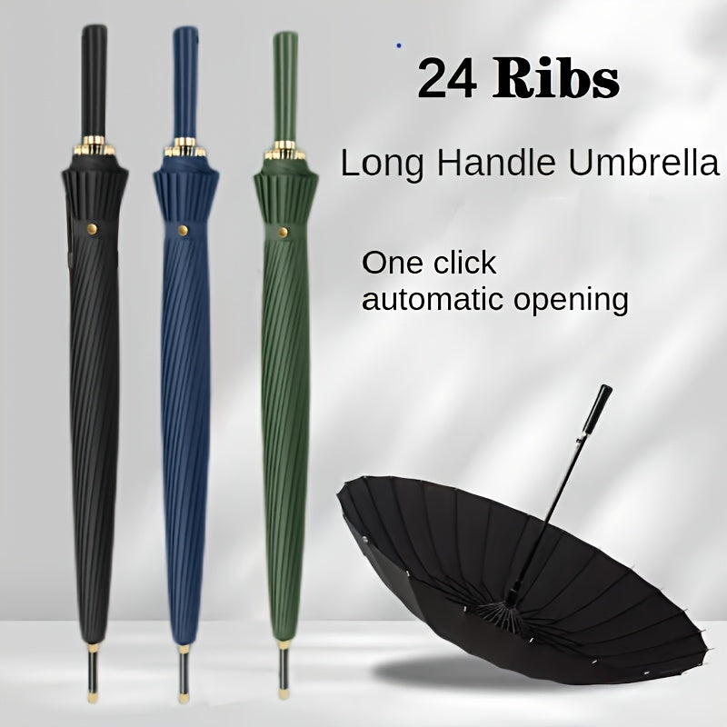 Un parapluie r¨¦sistant au vent ¨¤ 24 baleines, dot¨¦ d'une poign¨¦e longue - Il est imperm¨¦able, portable et s'ouvre avec un seul clic, con?u pour les hommes et les femmes avec un mat droit.