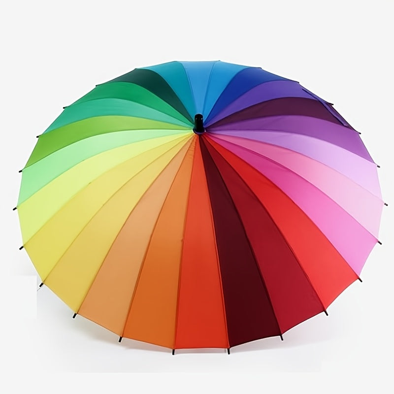 Parapluie Arc-en-ciel Vibrant 1pc - ¨¦pais, Grand, Ouverture et Fermeture Manuelle, Conception Coupe-Vent ¨¤ 24 Nervures, Protection UV, Parasol Color¨¦ pour une Protection ¨¦l¨¦gante contre les Intemp¨¦ries
